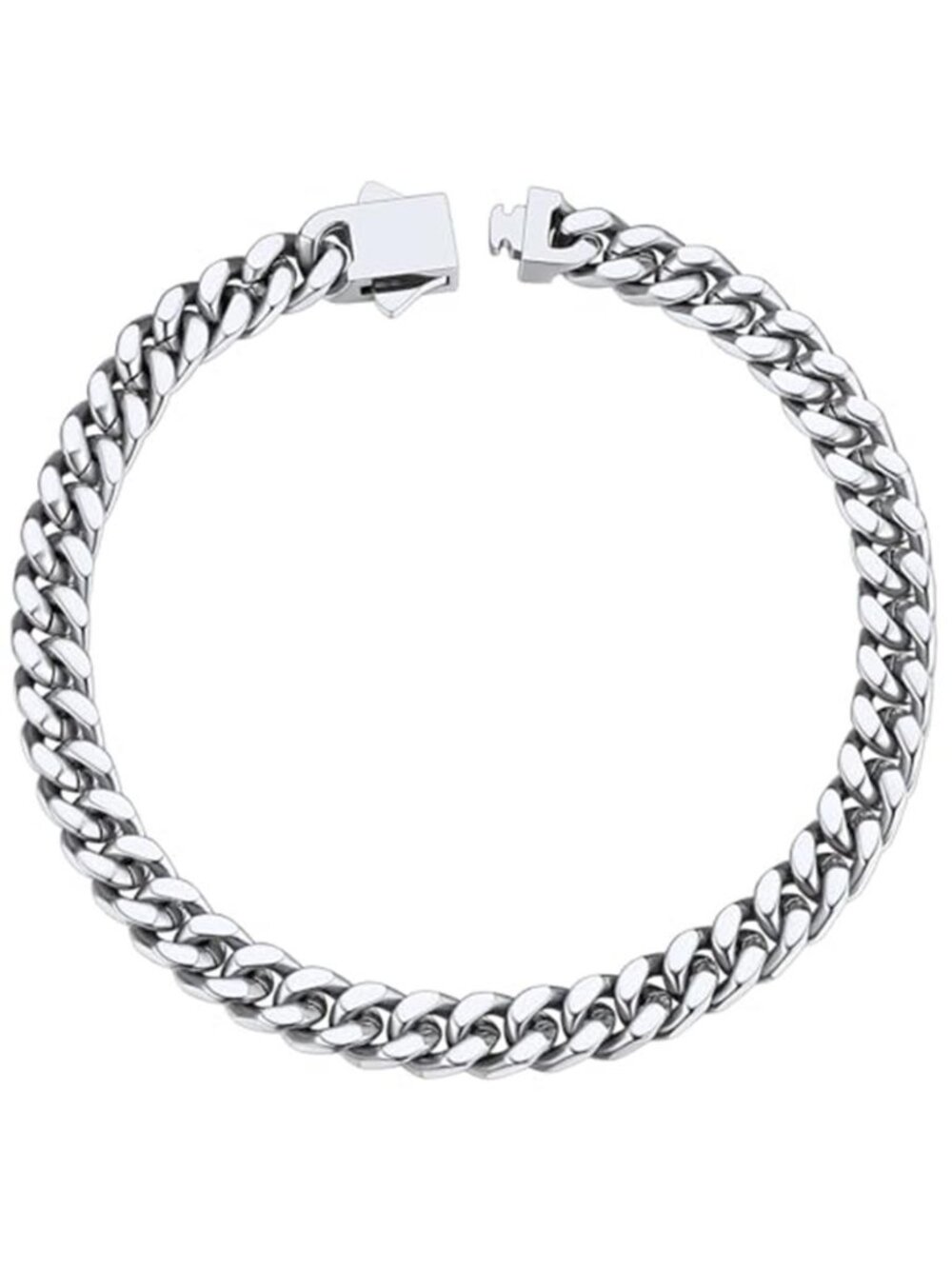 Mens Cuban Link Chain Bracelet Stainless Steel 75 in Hip Hop Jewelry Push Clasp
